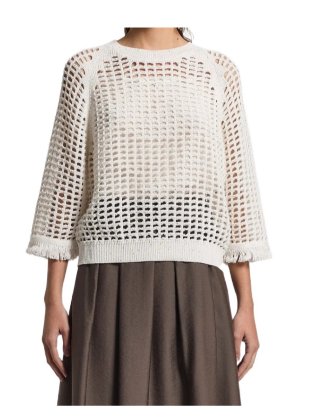 Peserico Open-Knit Fringed Knitted Jumper